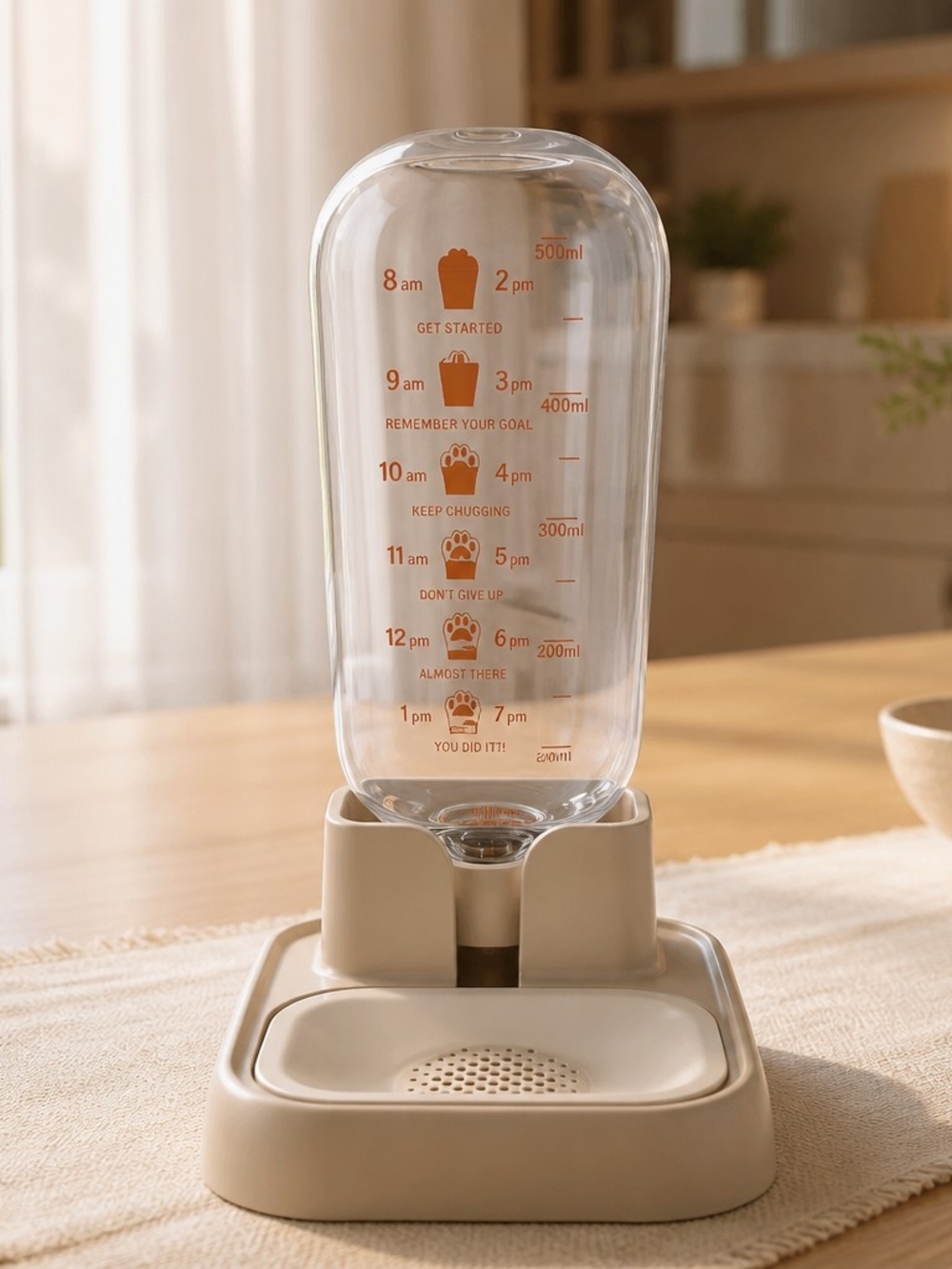 Pet Life Automatic Water Dispenser in Clear and Beige